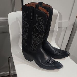 10.5 Lucchese  Black Western Cowboy Boots